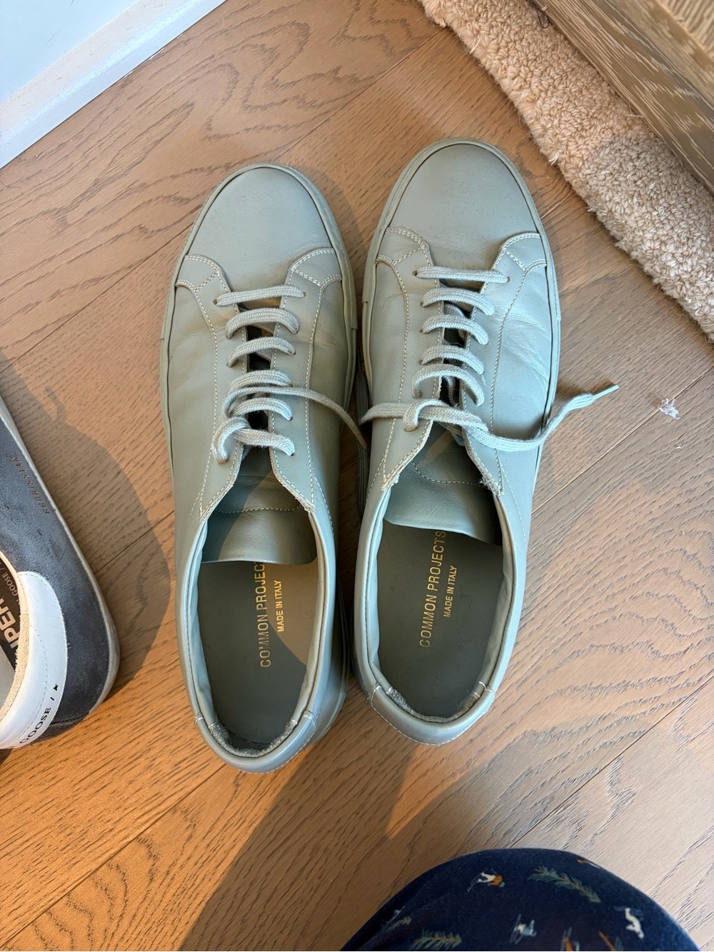 Common Projects Mint Green Leather Low-Top Sneakers